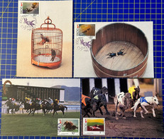 MACAU - 1990  GAMES WITH ANIMALS ISSUE SET OF 4 MAX CARD (CANCEL - FIRST DAY) - Maximumkarten