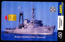 SCHEDA PHONECARD URUGUAY NAVY SHIPS BUQUE CIENTÍFICO ROU OYARBIDE - Uruguay