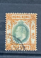 1906 Hong Kong KE VII 5c Dull Green & Brown Orange Used - Used Stamps