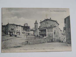 ARDECHE-L'EGLISE ET LA FONTAINE SUR LA PLACE DE SAINT MARTIN DE VALAMAS-135-ED J MALET - Saint Martin De Valamas