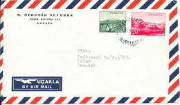 Turkey Air Mail Cover Sent To Denmark (the Cover Is Bended) - Luchtpost
