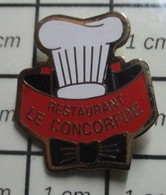 410d Pin's Pins / Beau Et Rare / ALIMENTATION / TOQUE CHEF CUISINIER RESTAURANT LE CONCORDE - Informatique