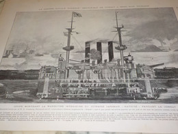 GRAVURE CROISEUR HATSUSE PENDANT LE COMBAT 1904 - Barcos