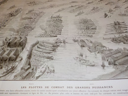 GRAVURE  LES FLOTTES DE COMBAT DES GRANDES PUISSANCES 1909 - Barcos