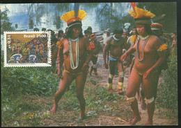 Brèsil Brasil Carte Maximum Indiens Du Brèsil 500 Ans Découverte Cabral 2000 Brazil Indians 500 Years Discovery - Maximumkaarten