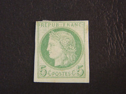 Repub Franc 5C Non Dentelé Cérès Colonies Emissions Générales 1872 Vert Azuré  Y&T 17 Neuf Non Oblitéré - Cérès