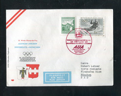 "OESTERREICH" 1964, AUA-Olympiade-Sonderflugbrief "Innsbruck-Muenchen" (6/25) - Premiers Vols AUA