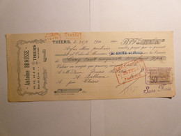 MANDAT LETTRE DE CHANGE CHEQUE 1910 - ANTOINE BROUSSE - DOURIS SABATIER THIERS - Lettres De Change