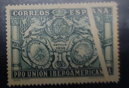 O) 1930 SPAIN, PAPER FOLD, SPANISH AMERICAN UNION EXHIBITION, SEVILLA, ARSM OF SPAIN, BOLIVIA, PARAGUAY, SCT 433 1 Centa - Errors & Oddities