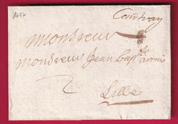 MARQUE MANUSCRIT DE COUTRAY BELGIQUE 1697 POUR LILLE FRANCE NORD LETTRE COVER - 1621-1713 (Spaanse Nederlanden)