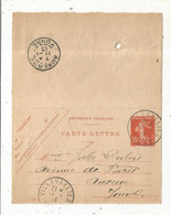 CARTE-LETTRE, Entier Postal, VILLEVALLIER , YONNE,  AUXERRE,  1913, 4 Scans - Kaartbrieven