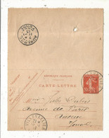 CARTE-LETTRE, Entier Postal, VILLEVALLIER , YONNE,  AUXERRE,  1913, 4 Scans - Letter Cards