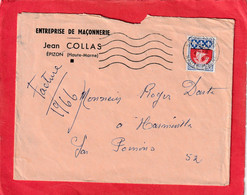 ENV. AVEC ENTETE " ENTREPRISE DE MACONNERIE Jean COLLAS - EPIZON . EN DATE DU 29-8-1966 - Storia Postale