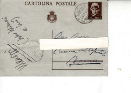 ITALIA  1945  - Cartolina Postale  Da  Velletri A Roma - Stamped Stationery