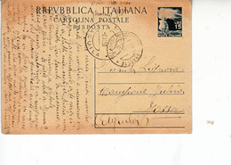 ITALIA  1950  - Cartolina Postale  Da  Sassari A Fossa (AQ) - Ganzsachen