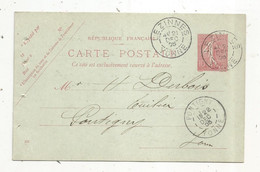Entier Postal Sur Carte Postale, LEZINNES,  PONTIVY  YONNE 1905, 2 SCANS - Cartes Postales Types Et TSC (avant 1995)