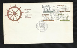 Canada Lettre Premier Jour FDC Ottawa  24/09/1975 Bloc N°580 à 583 Navires Côtiers Canadiens B/TB Voir Scan Soldé ! ! ! - 1971-1980