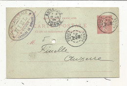 Entier Postal Sur Carte Postale, TOUCY,  AUXERRE  YONNE 1905, 2 SCANS, Quincaillerie NIEL à TOUCY - Standard Postcards & Stamped On Demand (before 1995)