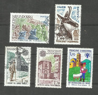 Andorre Français N°272, 274, 276, 277, 279 Cote 4.15€ - Used Stamps