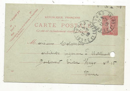 Entier Postal Sur Carte Postale, TOURS, INDRE ET LOIRE Pour CHATELLERAULT 1906, 2 SCANS - Cartes Postales Types Et TSC (avant 1995)