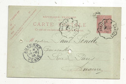 Entier Postal Sur Carte Postale, AVALLON A CRAVANT, AUXERRE,YONNE 1905. 2 SCANS - Standard Postcards & Stamped On Demand (before 1995)