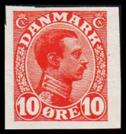 1916. DANMARK. 10 ØRE Christian X Imperforated. Hinged. Very Unusual Stamp.  (Michel 68U) - JF527554 - Ungebraucht