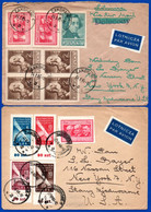 1267. POLAND 1948 2 NICE MULTIFRANKED COVERS TO U.S.A. - Covers & Documents