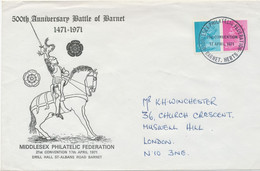 GB 1971 VF Souvenir Cover W Machin ½p And 2½p Tied By Special Event Postmark „MIDDLESEX PHILATELIU FEDERATION – BARNET, - Brieven En Documenten