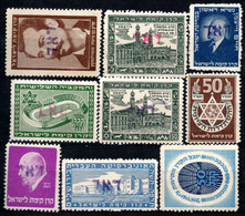 1272. ISRAEL 9 LOCALS,LABELS,INTERIM PERIOD ST.LOT 8 MNH. 1 WITHOUT GUM. - Frankeervignetten (Frama)