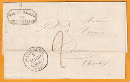 1841 - D6 Moyen Cachet à Date Type 14 Sur Lettre Pliée Avec Corresp De Montpellier Vers Aniane, Hérault - Cursive - 1801-1848: Precursors XIX