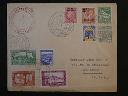 BK16 ALGERIE   BELLE LETTRE 1947   EXPO FRANCAIS LIBRES  ALGER A COULOMMIERS  FRANCE  +SURCHARGES  +AFFR. FOISONNANT - Covers & Documents