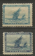 ARGENTINA 4 CENTENARIO DESCUBRIMIENTO DE AMERICA CARABELAS YVERT NUM. 92/93 * SERIE COMPLETA CON FIJASELLOS - Unused Stamps