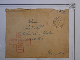 BK16 FRANCE  BELLE LETTRE CROIX ROUGE FM  1916 PARIS  FRANCE + +AFFR. INTERESSANT - Croix Rouge