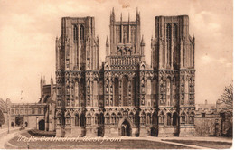 Wells  -  The Cathedral - West Front -  Old Postcard - CPA - Wells