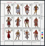 ALBANIA 2001 Regional Costumes Sheetlet MNH / **.  Michel 2786-97 - Albania