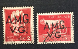 1945 - Trieste Venezia Giulia  AMG VG Soprastampa  - Imperiale - Lire 2 + 5  - Usati - Gebraucht