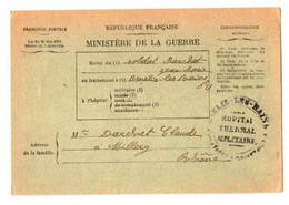 TB 3779 - MILITARIA - Carte En Franchise Militaire - Hopital Thermal Militaire à AMELIE LES BAINS Pour MILLERY ( Rhône ) - Lettres & Documents