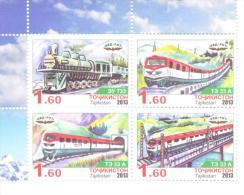 2013. Tajikistan, Locomotives, 4v Perforated Se-tenant, Mint/** - Tayikistán