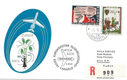 Liechtenstein: 1963 Swissair Air Mail Brief Zürich - Nice - Cartas & Documentos