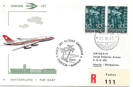 Liechtenstein: 1961 Swissair Air Mail Brief Zürich - Manila - Cartas & Documentos