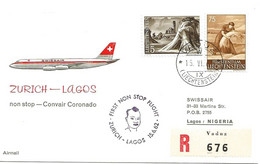 Liechtenstein: 1962 Swissair Air Mail Brief Zürich - Lagos - Brieven En Documenten