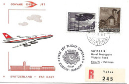 Liechtenstein: 1961 Swissair Air Mail Brief Zürich - Karachi - Brieven En Documenten