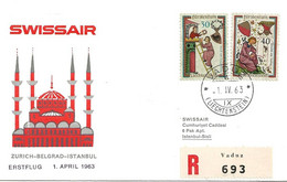 Liechtenstein: 1963 Swissair Air Mail Brief Zürich - Istanbul - Lettres & Documents