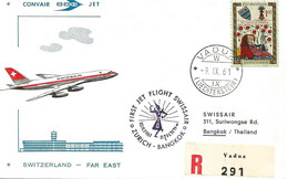 Liechtenstein: 1961 Swissair Air Mail Brief Zürich - Bangkok - Lettres & Documents