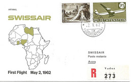 Liechtenstein: 1962 Swissair Air Mail Brief Zürich - Accra - Lettres & Documents