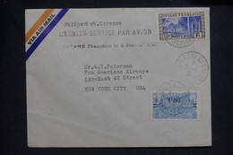 GUYANE - Cachet De 1er Vol Par Avion Sur Enveloppe De Cayenne Pour New York En 1931 - L 136610 - Lettres & Documents