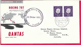 AUSTRALIA - FIRST JET FLIGHT QANTAS ON B.707 FROM FRANKFURT AM MAIN TO SIDNEY *29.10.1959 *ON OFFICIAL ENVELOPE - First Flight Covers