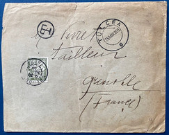 Lettre Grand Dateur De TULCEA 1909 Pour GRENOBLE Taxée En Arrivée N°31 20c Olive TTB - Covers & Documents