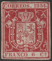 Spain 1854 Sc 26c Espana Ed 24a MH* Thin White Paper - Nuevos