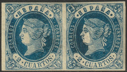 Spain 1862 Sc 55 Espana Ed 57b Pair MH* Some Gum Crazing - Nuevos